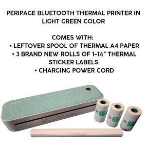 Mint Green Peripage Bluetooth Thermal Printer ▪︎ Comes w/ Extra Accessories